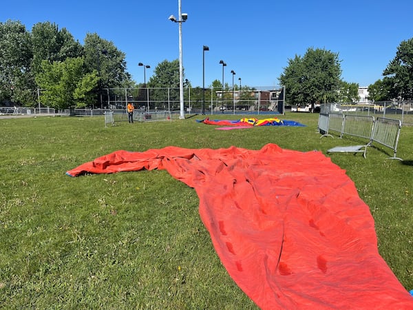 Little girl dies after inflatable castle flies during severe thunderstorm